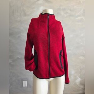 Icewear Leah Women's Flat Fleece Sweater Red Black Sz M Zip